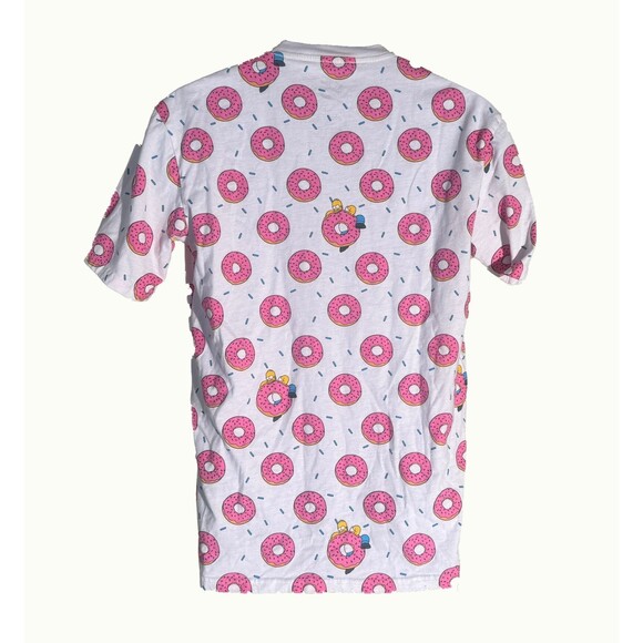 The Simpsons Homer DONUTS Short Sleeve T- Shirt White Pink Small - Picture 3 of 5